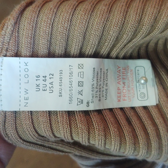 New Look Size 12 Mock Neck Ribbed Long Sleeve Dress with Front Split - Picture 10 of 11